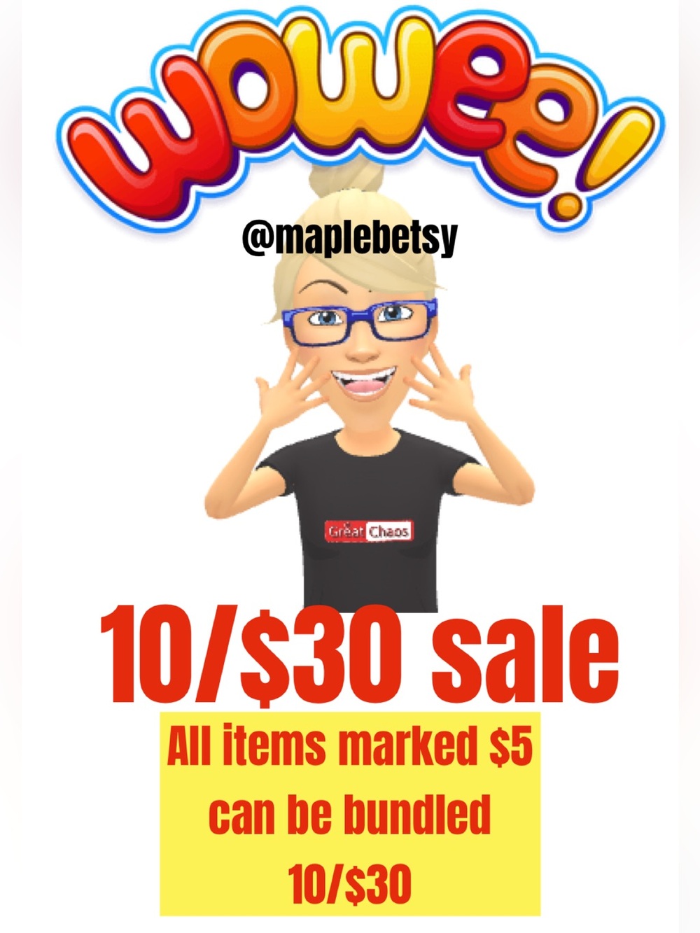 10/$30 sale on all items marked $5